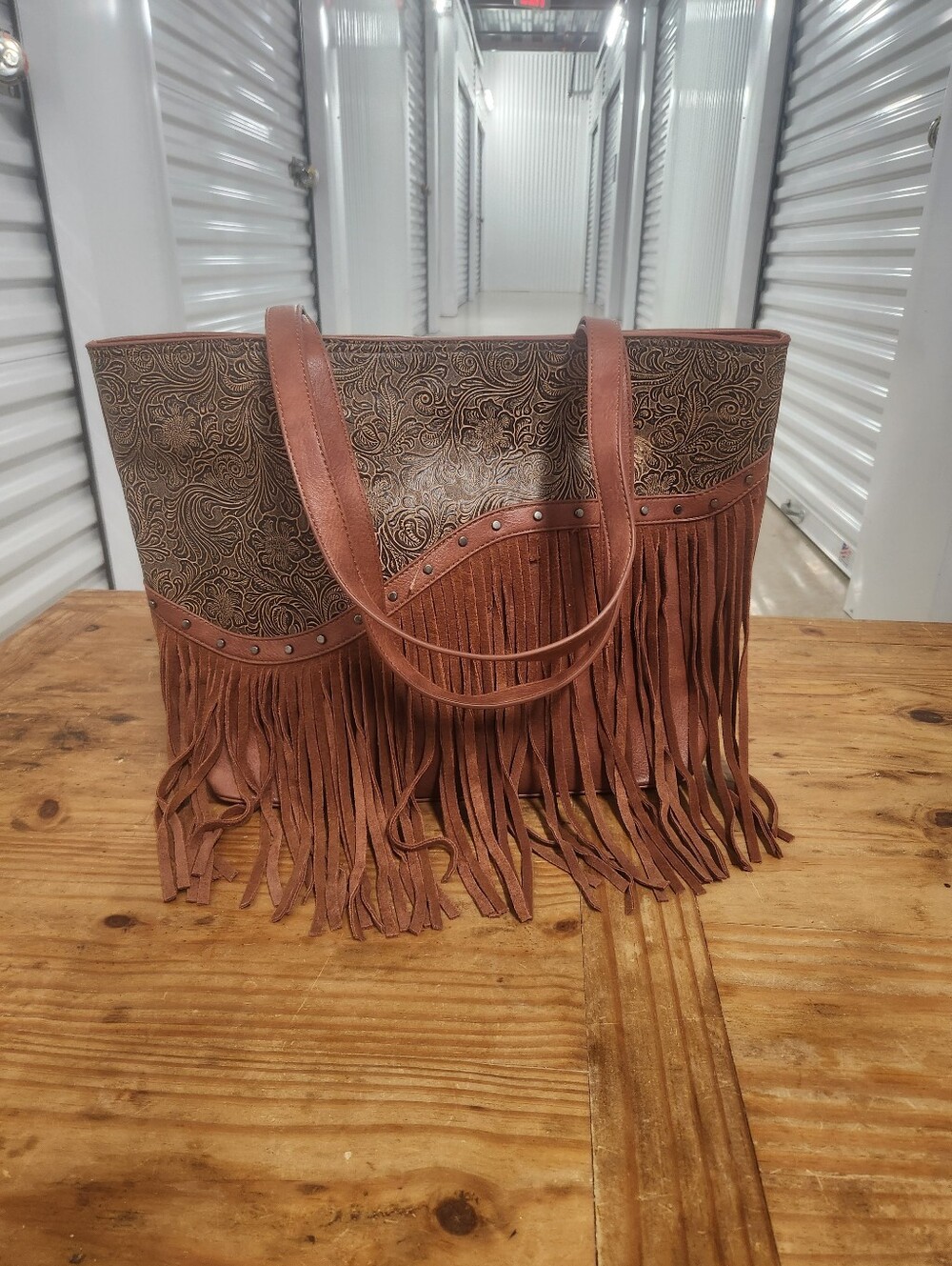 Catchfly Tooled Leather Fringe Tote Bag – Desert Festival Vibes 🌵✨